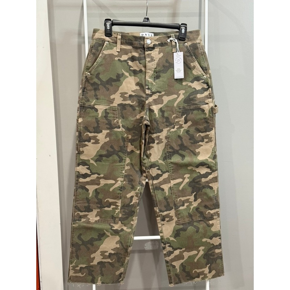 Daze Denim Sundaze Crop High Rise Straight Camo Carpenter Jeans Utility Edgy‎ 30